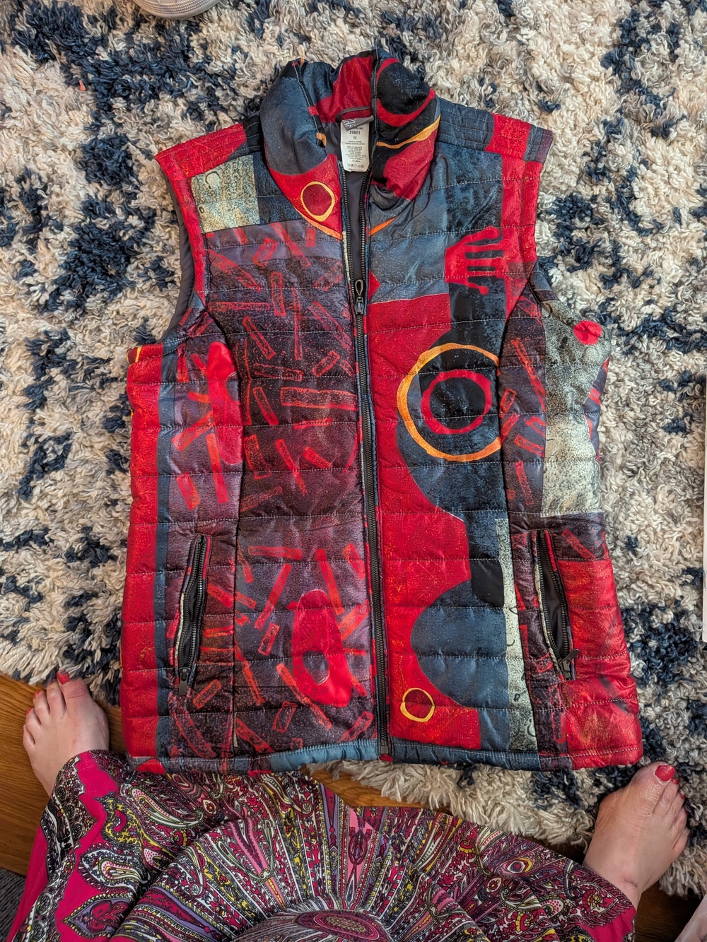 Art By Dolcezza Quilted Red & Black Patchwork Vest Medium